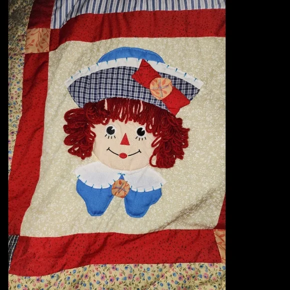 Vintage Raggedy Ann & Andy Large Dolls & comforter - Picture 8 of 12